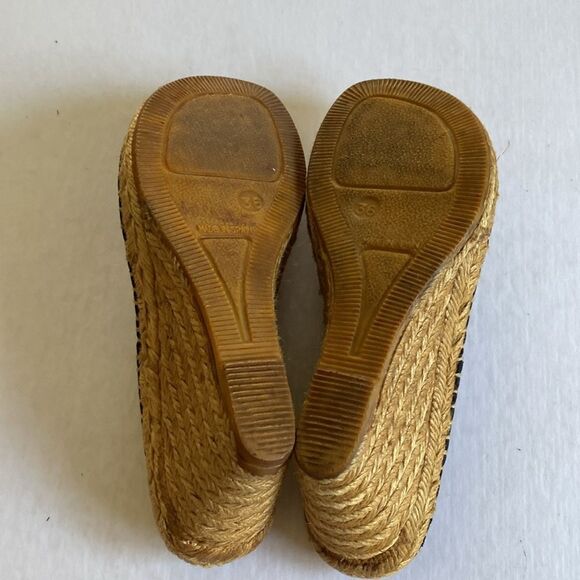 BURBERRY Canvas Espadrille Thong Wedge Sandals Size 36 - Picture 6 of 8